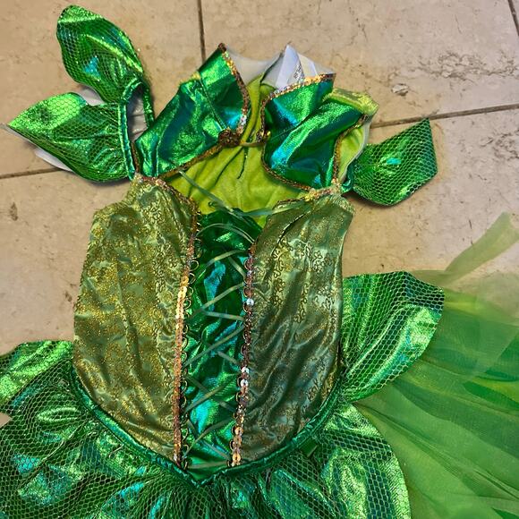 Teetot Tinker Bell Fairy Leaf Halloween Costume Wings Green Gold Child Small 5/6 - Picture 9 of 14